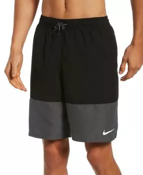 Мужские плавки 9 дюймов с разрезом и цветными блоками Nike, черный