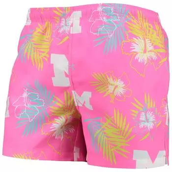 Мужские плавки FOCO Pink Michigan Wolverines с неоновым цветочным принтом