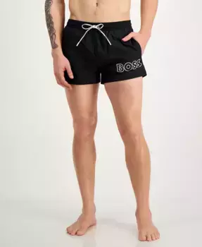Мужские плавки Mooneye Outlined Logo с кулиской, длина 3" Hugo Boss, черный
