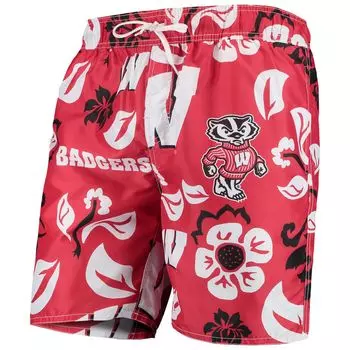 Мужские плавки Wes & Willy Red Wisconsin Badgers с цветочным принтом Volley