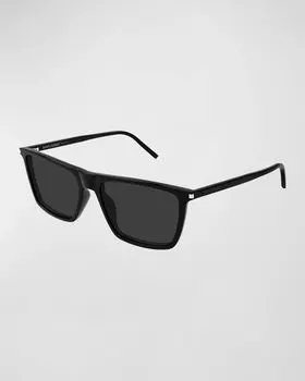 Мужские прямоугольные солнцезащитные очки из ацетата SL 668 Saint Laurent, цвет Black