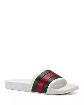 Мужские шлепанцы с полосками Signature Gucci