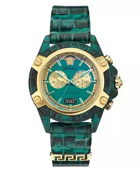Мужские швейцарские часы с хронографом, синий силиконовый ремешок, 44 мм Versace, синий