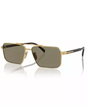 Мужские солнцезащитные очки Iconic Plaque Rectangle PRADA, золотой