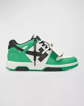 Мужские трехцветные кроссовки Out Of Office Off-White, цвет Green Black