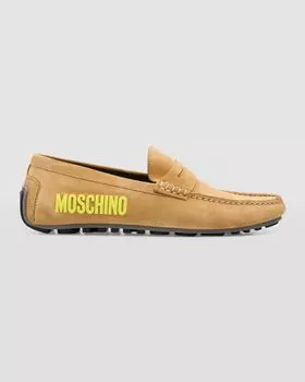 Мужские замшевые лоферы с логотипом Moschino, цвет Tan