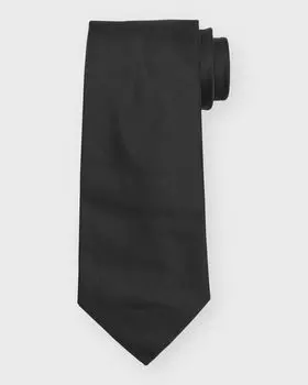 Мужской атласный шелковый галстук Charvet, цвет Black