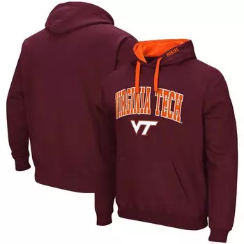 Мужской бордовый пуловер с капюшоном Virginia Tech Hokies Big & Tall Arch & Logo 2.0 Colosseum