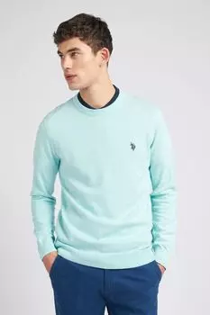 Мужской черный хлопковый свитер с круглым вырезом U.S. Polo Assn, синий
