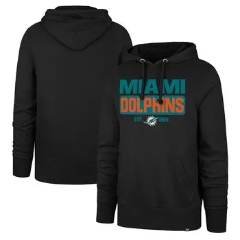 Мужской черный пуловер с капюшоном '47 Miami Dolphins Box Out Headline, цвет Dol Black