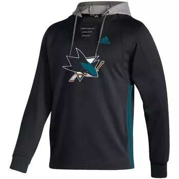 Мужской черный пуловер с капюшоном San Jose Sharks Skate Lace AEROREADY adidas
