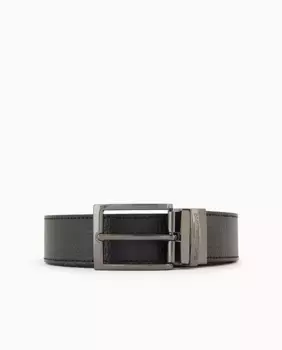 Мужской двусторонний кожаный ремень Emporio Armani, чёрный