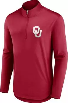 Мужской джемпер NCAA с молнией на четверть и четверти с логотипом Oklahomaooners Crimson Logo