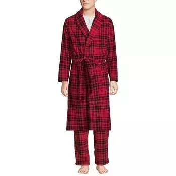 Мужской флисовый халат Lands End Lands' End, цвет Black Rich Red Plaid