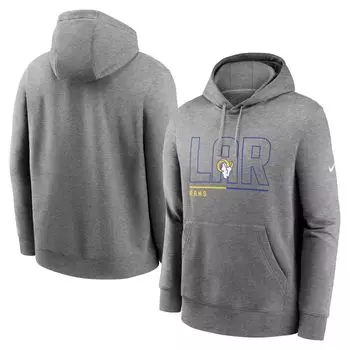 Мужской флисовый пуловер с капюшоном Los Angeles Rams City Code Club серого цвета с капюшоном Nike