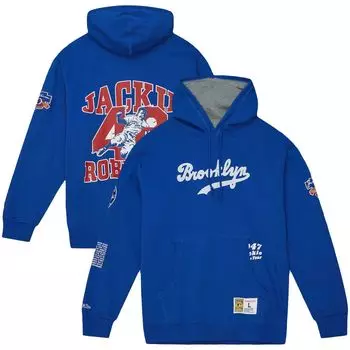 Мужской флисовый пуловер с капюшоном Mitchell & Ness Jackie Robinson Royal Brooklyn Dodgers Cooperstown Collection Legends