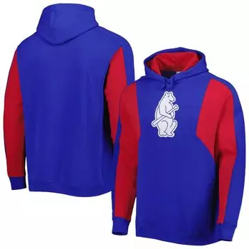 Мужской флисовый пуловер с капюшоном Mitchell & Ness Royal/Red Chicago Cubs с цветными блоками