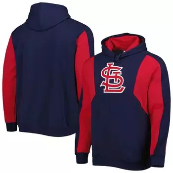 Мужской флисовый пуловер с капюшоном Mitchell & Ness темно-красного цвета St. Louis Cardinals