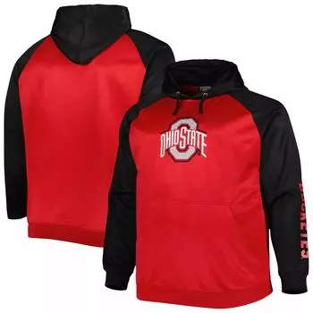 Мужской флисовый пуловер с капюшоном Scarlet Ohio State Buckeyes Big & Tall реглан
