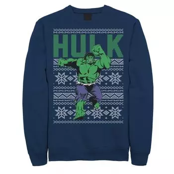 Мужской флисовый пуловер с рисунком Marvel Hulk в стиле ретро Ugly Christmas