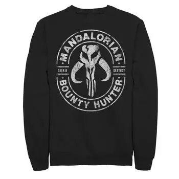 Мужской флисовый пуловер с рисунком Star Wars The Mandalorian Seek & Destroy Stamp Licensed Character