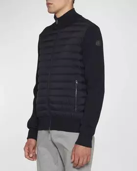 Мужской гибридный вязаный свитер на пуху Moncler, цвет Navy