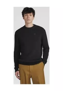 Мужской хлопковый свитер с круглым вырезом G-STAR RAW, черный