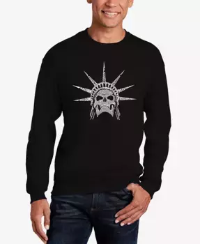 Мужской худи Word Art Crewneck Freedom Skull LA Pop Art, черный