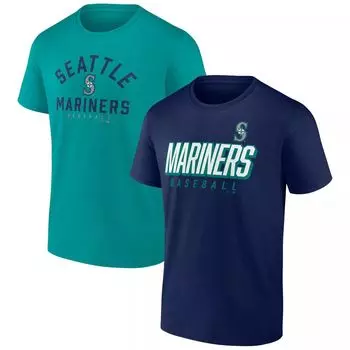 Мужской комбинированный комплект футболок с фирменным логотипом Fanatics Seattle Mariners Player Pack темно-синего/голубого цвета