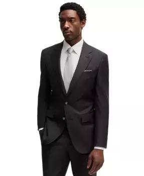 Мужской костюм из чистой шерсти Slim-Fit Hugo Boss, черный