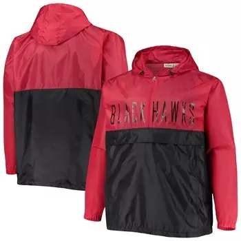 Мужской красный пуловер с капюшоном Chicago Blackhawks Big & Tall Anorak с молнией до половины
