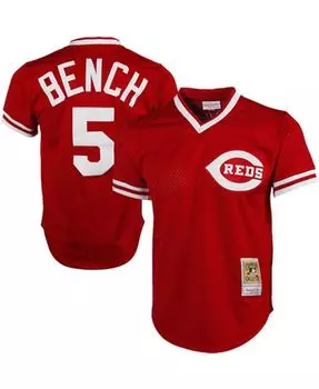 Мужской красный тренировочный трикотаж Johnny Bench Cincinnati Reds 1983 Authentic Cooperstown Collection Mitchell & Ness, красный