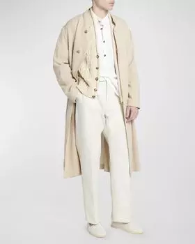 Мужской льняной тренч Edvin Loro Piana, цвет Dune Beige