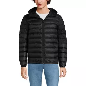 Мужской легкий пуховик Lands End с капюшоном Lands' End, черный