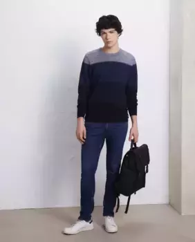 Мужской полосатый свитер Easy Wear, темно-синий