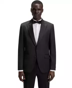 Мужской приталенный пиджак для смокинга Hugo Boss, черный