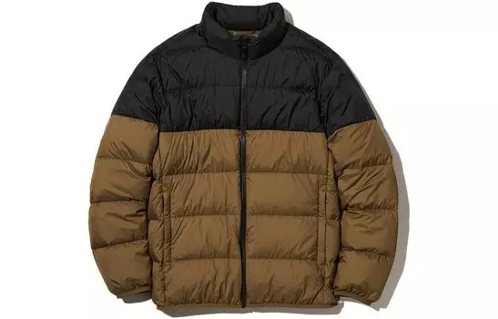 Ультралегкий пуховик Uniqlo 3D Cut Wide Quilt Color Block 2022, бежевый