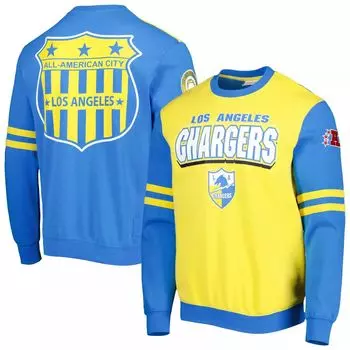 Мужской пуловер Mitchell & Ness Gold Los Angeles Chargers All Over 2.0