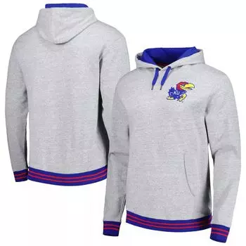 Мужской пуловер с капюшоном Mitchell & Ness Heather Grey Kansas Jayhawks