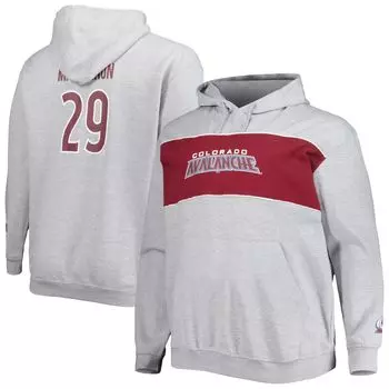 Мужской пуловер с капюшоном Nathan MacKinnon Heather Grey Colorado Avalanche Big & Tall Player