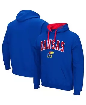 Мужской пуловер с капюшоном Royal Kansas Jayhawks Big and Tall Arch и Logo 2.0 Colosseum