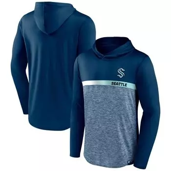 Мужской пуловер с капюшоном с фирменным логотипом Deep Sea Seattle Kraken Podium Defender Deep Sea Blue Fanatics
