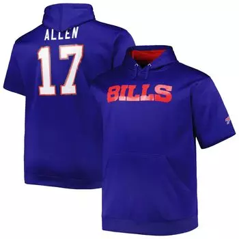 Мужской пуловер с короткими рукавами Josh Allen Royal Buffalo Bills Big & Tall, толстовка с капюшоном Fanatics