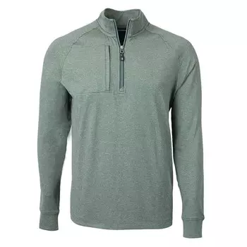 Мужской пуловер с молнией на четверть Cutter & Buck Adapt Eco Knit Heather, цвет Hunter Heather