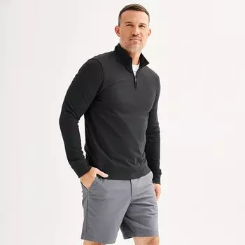 Мужской пуловер Sonoma Goods For Life на каждый день из пике с молнией 1/4 и длинными рукавами, цвет Midnight Black