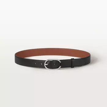 Мужской ремень Cartier Ceinture, Capital C, черная/карамельная воловья кожа
