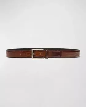 Мужской ремень с пряжкой Lizard Silvertone, коньячный Magnanni, цвет Cognac
