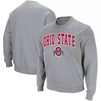 Мужской саржевый пуловер с логотипом Ohio State Buckeyes Team Arch & Logo Tackle серого цвета, толстовка Colosseum
