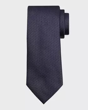 Мужской шелковый галстук с геометрическим треугольником ZEGNA, цвет Navy Solid