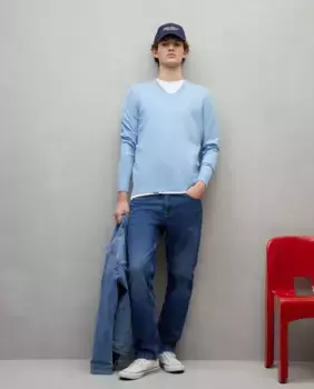 Мужской свитер с V-образным вырезом Easy Wear, цвет Celeste